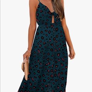 Tie front midi swing dress - teal